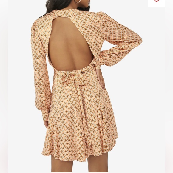 Free People It Takes Two Open Back Long Sleeve Mini Dress In Ivory. NWT! Sz M - Picture 6 of 10